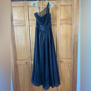Black silk bridesmaid dress